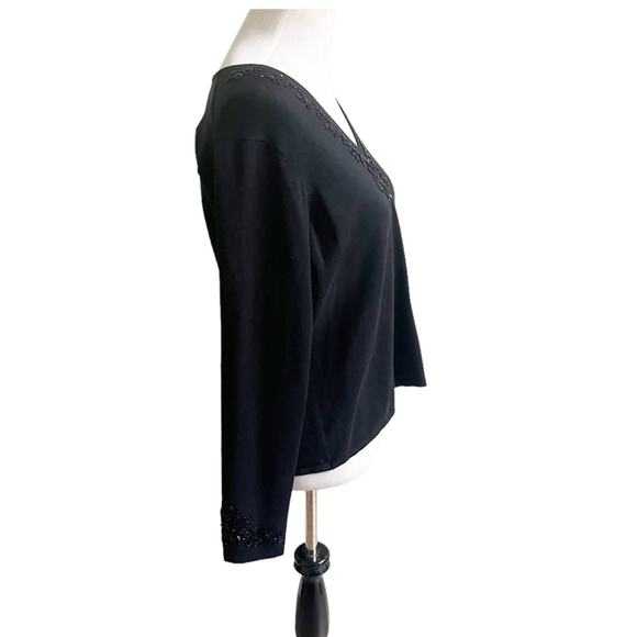 Vintage Vision Apparel Women’s Silk Blend Beaded Sequin V-Neck Sweater Size 1X - Picture 2 of 10